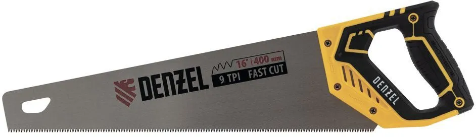 Ножовка по дереву 400мм 9 TPI зуб 3D Denzel (24145)