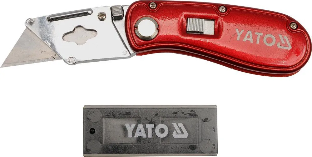 Нож с выдвижным трапецевидным лезвием 61x33x0.5мм (6 лезвий) Yato YT-7534