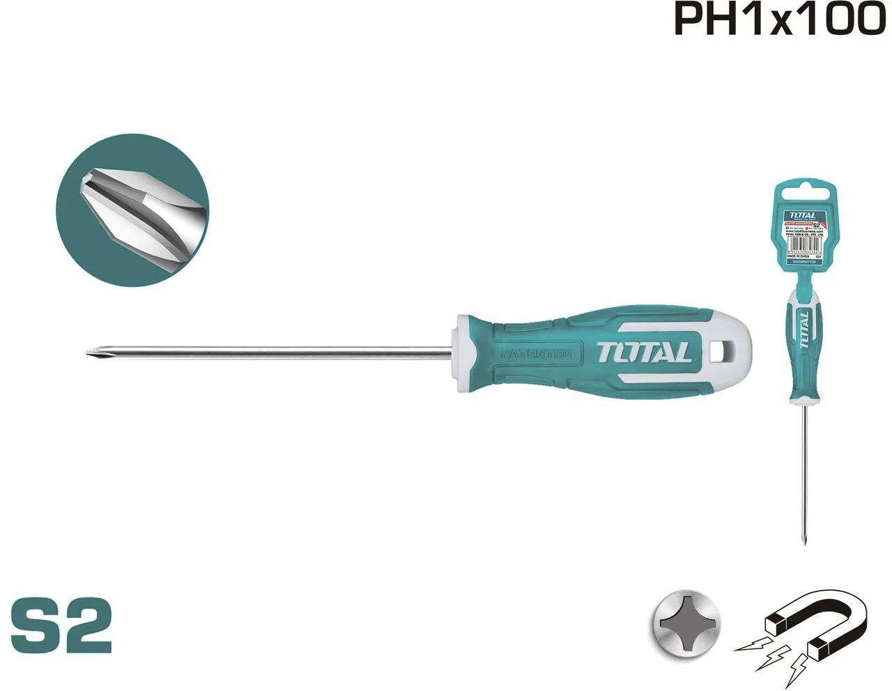 Отвертка крестовая PH1 100мм Total THT26PH1100