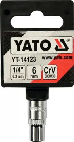 Головка торцевая 1/4" 6гр. 6мм L25мм CrV Yato YT-14123