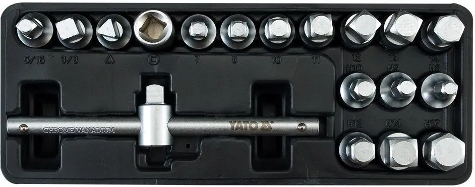 Набор торцевых головок для сливной пробки (18пр) Yato YT-0599