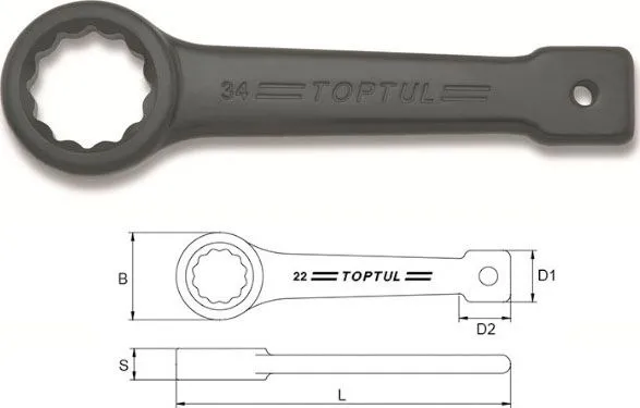 Ключ ударно-силовой накидной упорный 33мм Toptul (AAAR2626)