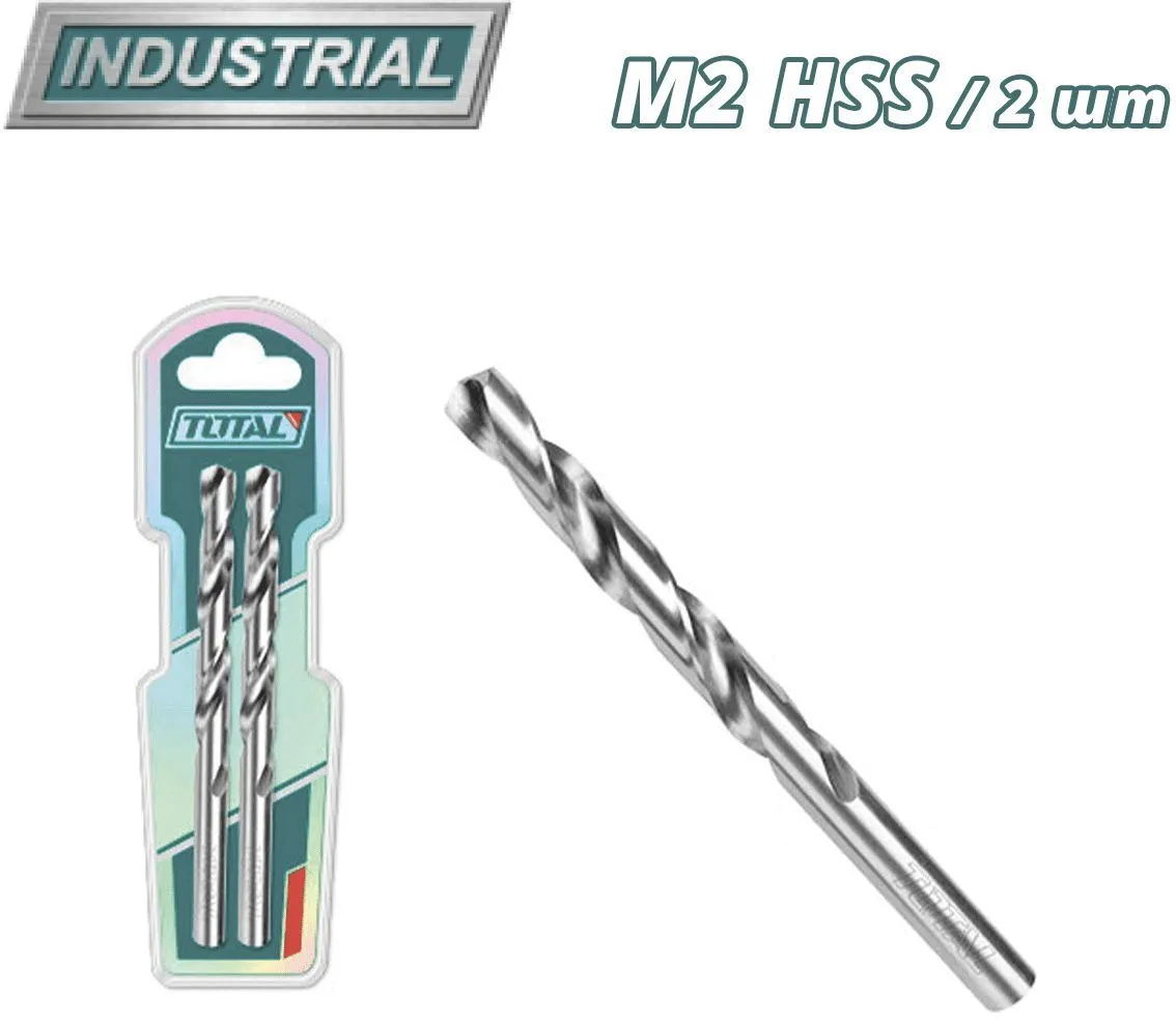 Сверло по металлу M2 HSS 2,0x65мм 2шт Total TAC1200202