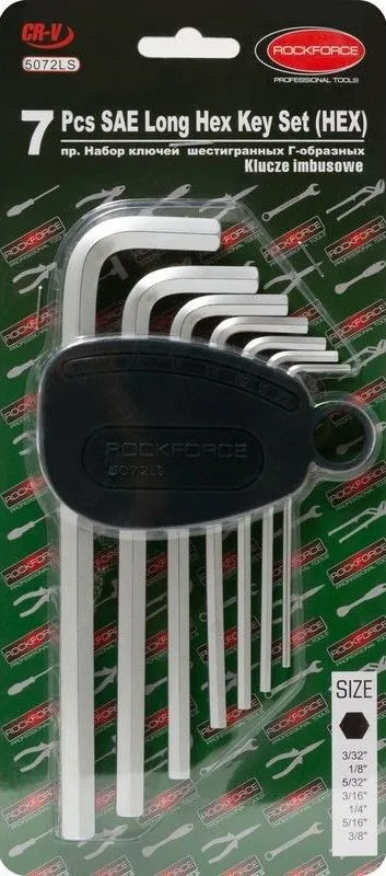 Набор ключей Г-образных 6-гранных длинных 7пр. в пластиковом держателе Rock Force RF-5072LS