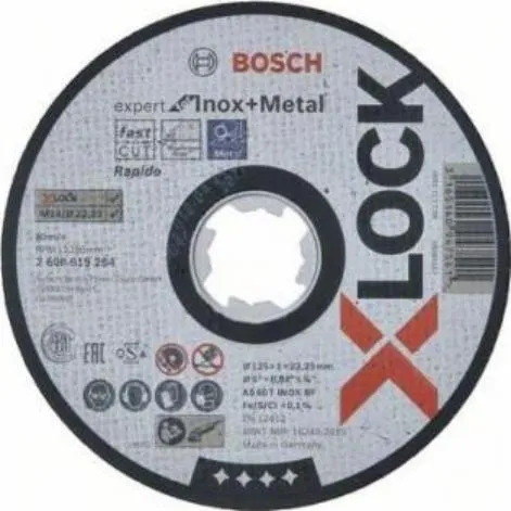 Диск отрезной X-LOCK Expert for Metal&Inox 125x1x22.23мм Bosch (2608619264)