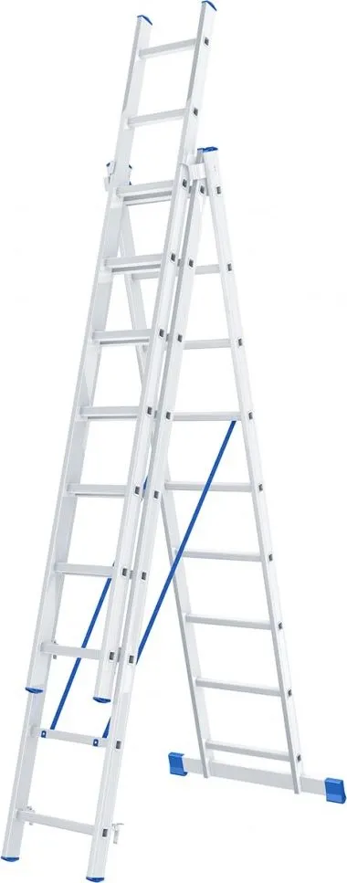 Лестница алюминиевая трехсекционная 9 ступеней Сибртех (97819)
