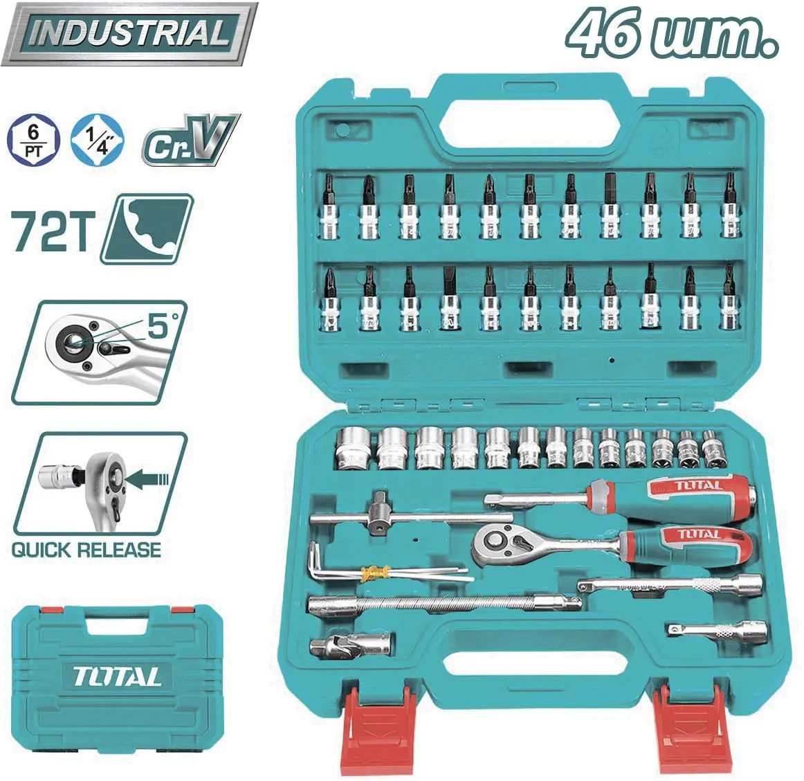 Набор инструментов 1/4" 46пр. Total TTHT141462