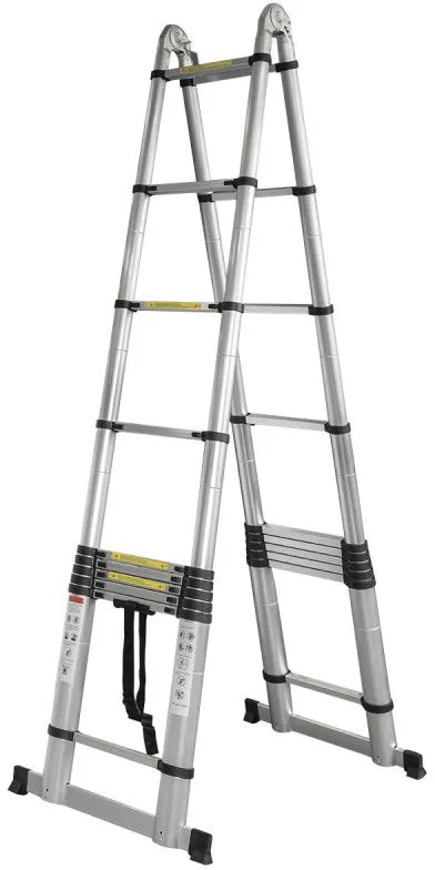 Лестница-стремянка телескопическая алюминиевая бытовая 4+4м (10+10 ступ.) Forsage F-UP400-M