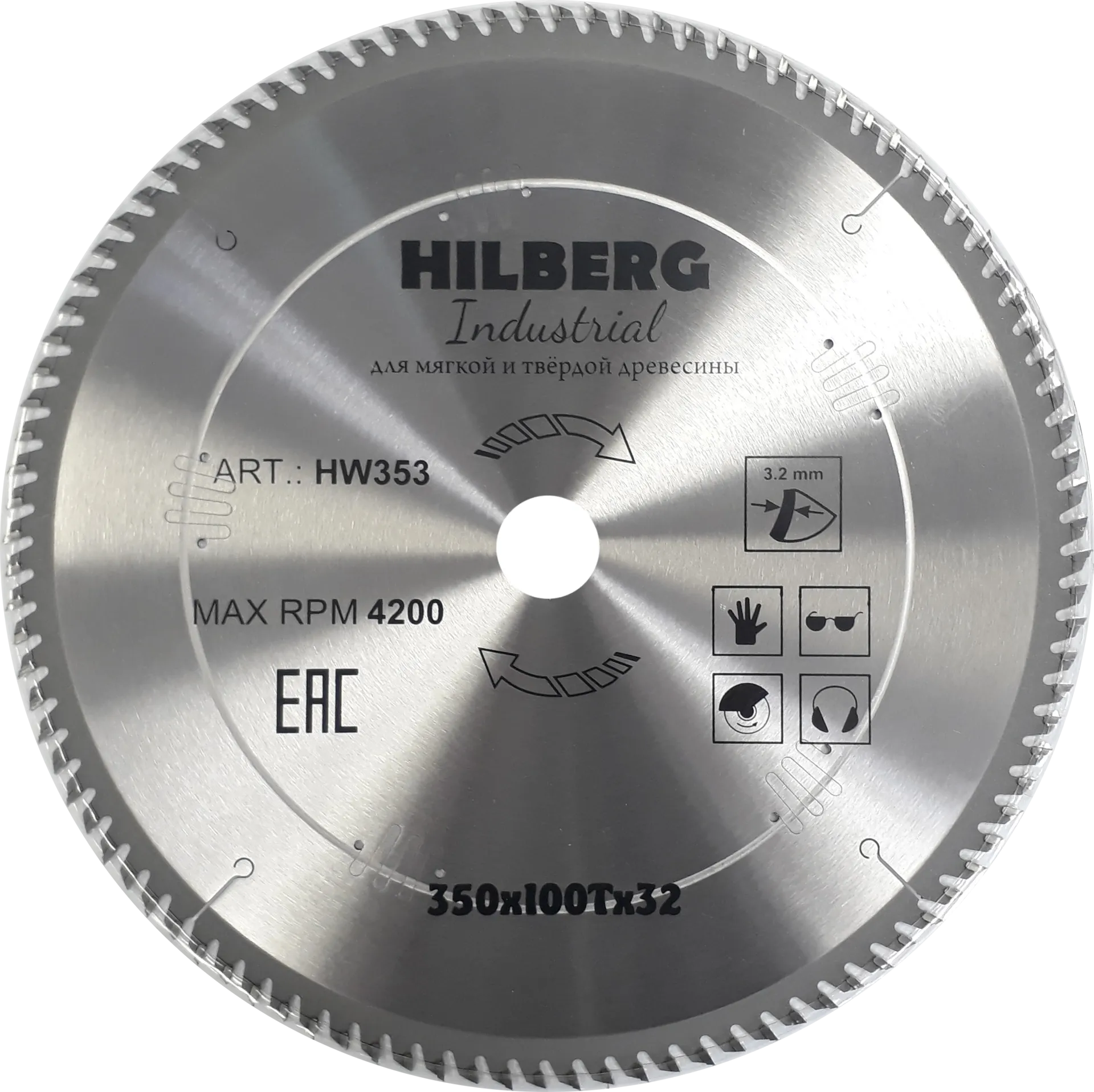 Диск пильный по дереву 350х100Tx32мм Hilberg Industrial HW353