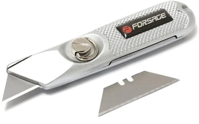 Нож универсальный в металлическом корпусе с запасными лезвиями 2шт Forsage F-5055P44