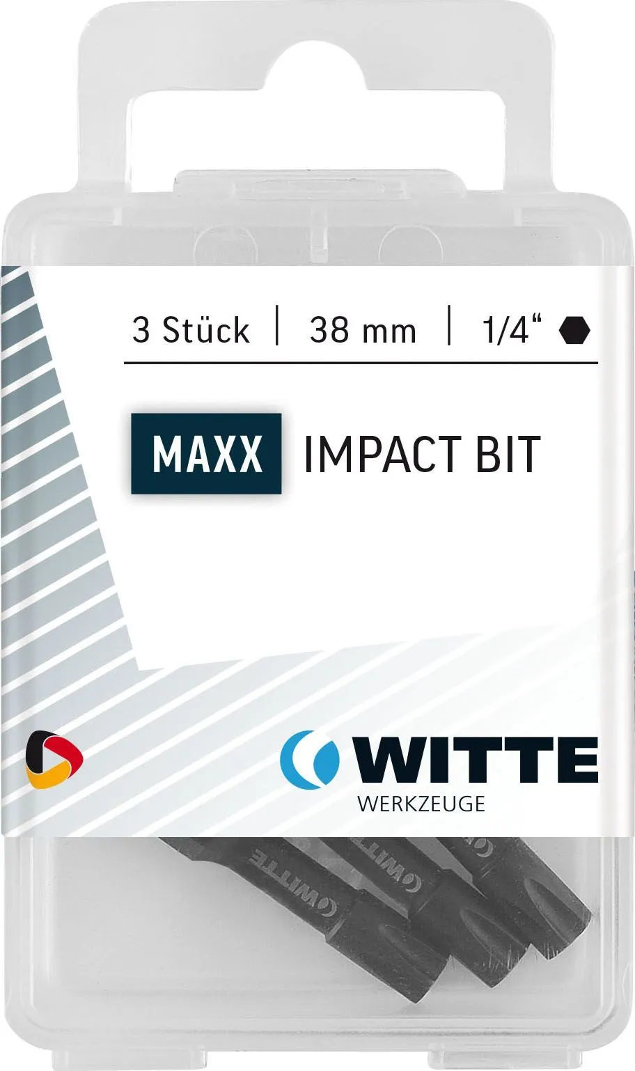 Бита ударная 1/4" PZ2 3шт WITTE Maxx Impact (428559)