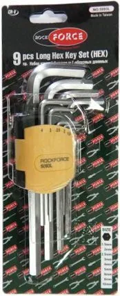 Набор ключей Г-образных 6-гранных длинных (1.5, 2, 2.5, 3-6, 8, 10мм) Rock Force RF-5093L 9пр.