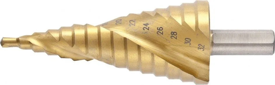 Сверло ступенчатое 4-32мм HSS спиральный профиль шестигранный хвостовик Matrix (72359)