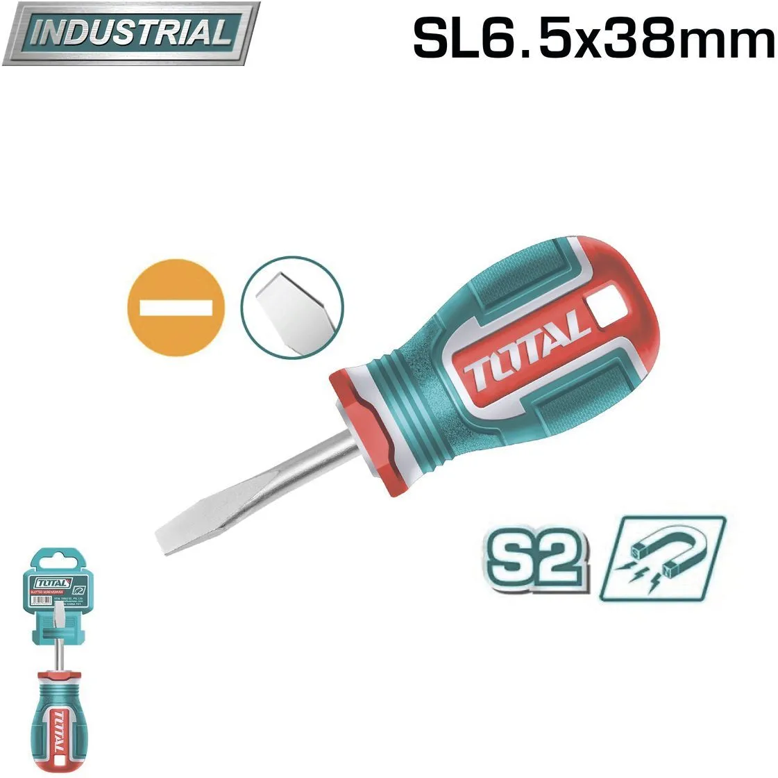 Отвертка шлицевая SL6.5x38мм Total TSDSL6038