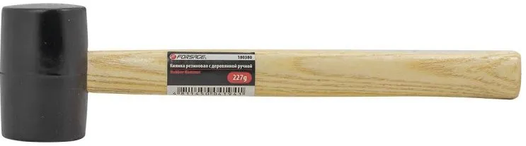 Киянка резиновая с деревянной ручкой (227г, Ø48мм) Forsage F-180380