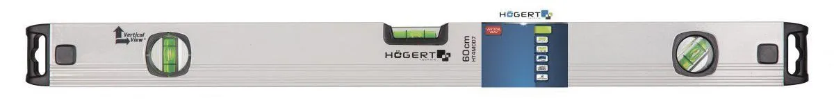Уровень алюминиевый 120см 3-х пузырьковый HOEGERT HT4M013