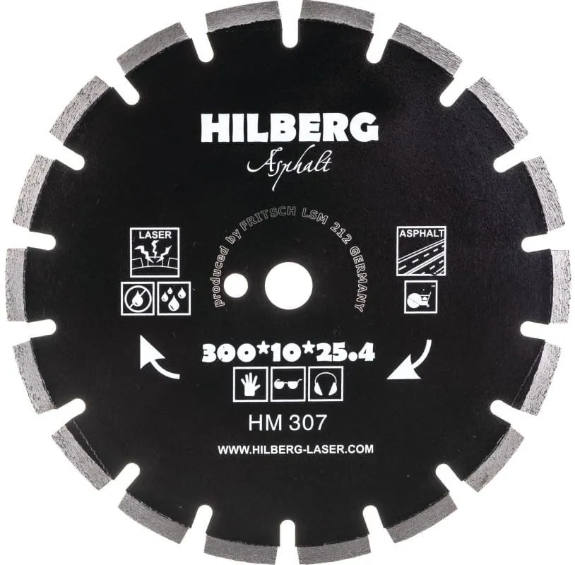 Диск алмазный по асфальту Asphalt Laser 300x10x25.4/12мм Hilberg HM307