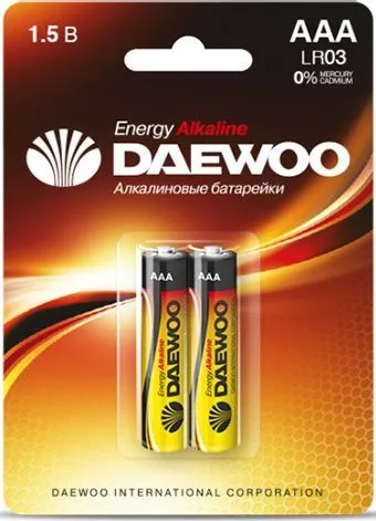 Батарейка AAA LR03 1,5V alkaline BL-2шт Daewoo Energy (4690601030375)