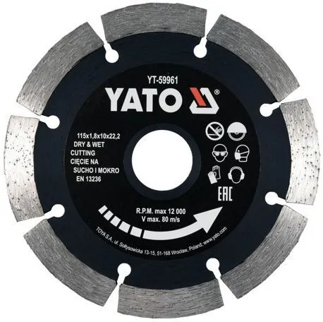 Круг алмазный 15x22.2x1.8мм (сегмент) Yato YT-59961