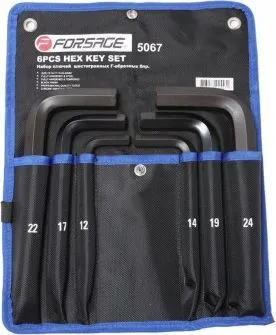 Набор ключей Г-образных 6-гранных (12,14,17,19,22, 24мм) Forsage F-5067 6пр.