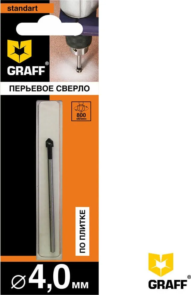 Сверло перьевое по плитке 4×60 Standart Graff (800462)