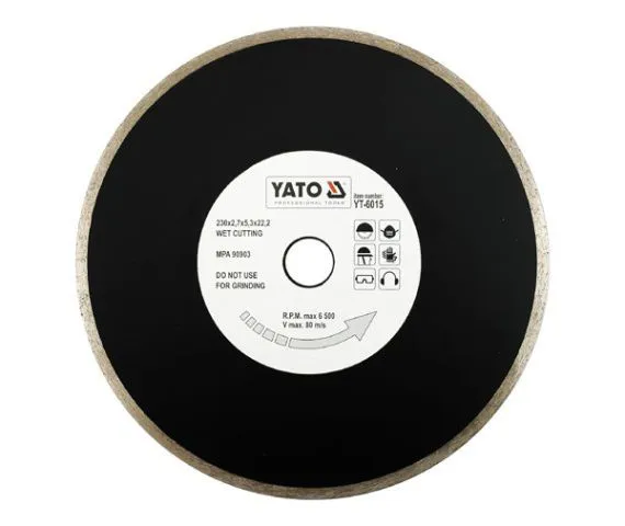 Круг алмазный 230x22,2х2,7мм (сплошной) Yato YT-6015