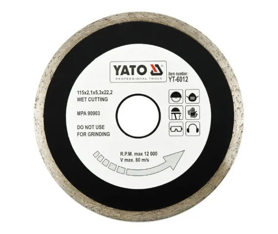 Круг алмазный 115x22,2мм (сплошной) Yato YT-6012