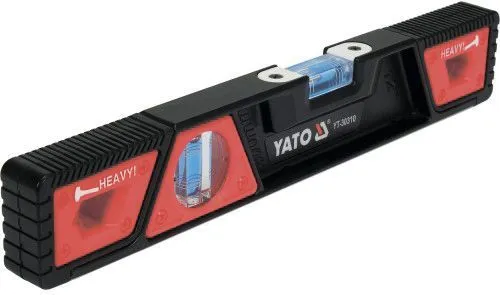 Уровень алюминиевый 2 глазка 300мм с магнитом усиленный (бытовой) Yato YT-30310