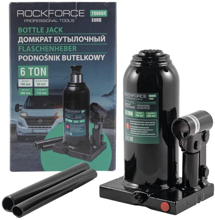 Домкрат бутылочный 6т с клапаном Rock Force RF-T90604(Euro)