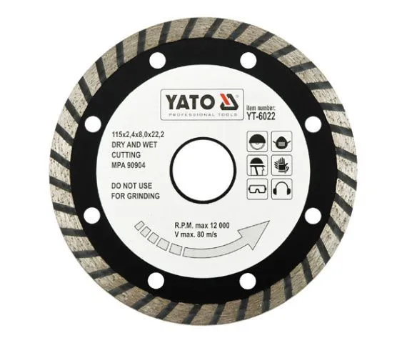 Круг алмазный 115x22,2мм (турбо)  Yato YT-6022