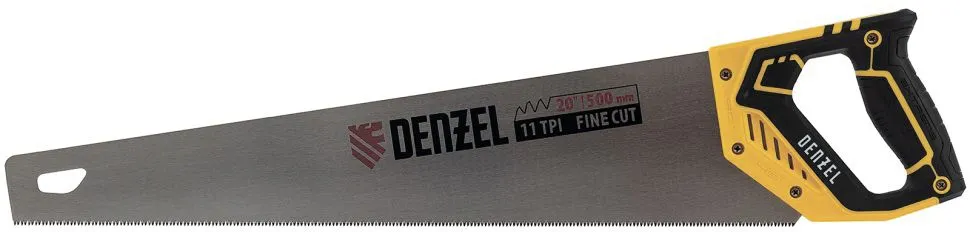Ножовка по дереву 500мм 11TPI зуб 3D Denzel (24148)