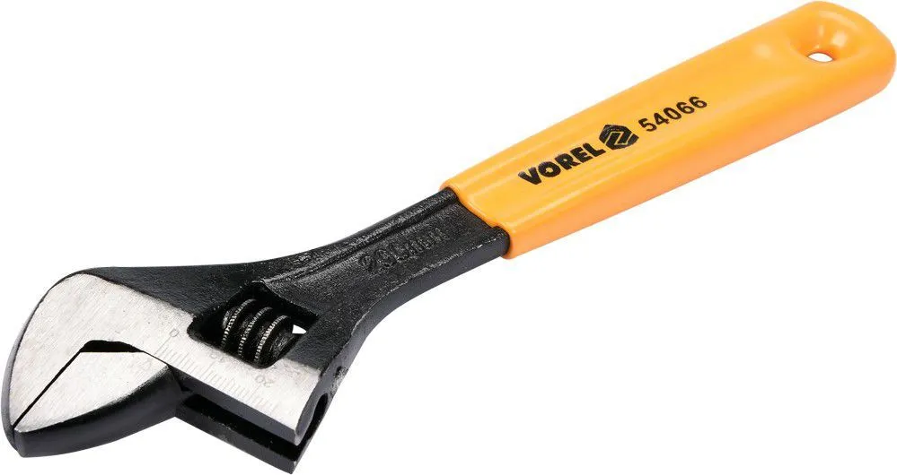 Ключ разводной с обрезиненной желтой ручкой 200мм Vorel 54066