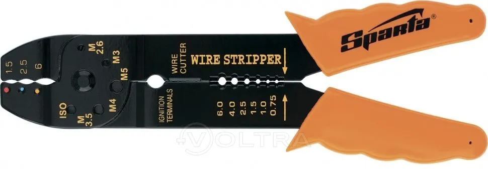 Щипцы для зачистки электропроводов и обжима контактных клемм 210мм 1.5-6.5мм Sparta (177505)